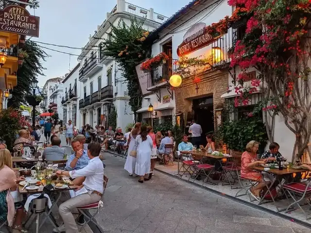 Street in Marbella Old Town with whitewashed houses