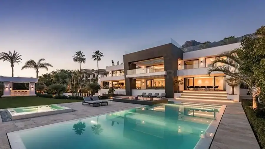 Luxury villa terrace with panoramic sea views in Sierra Blanca, Marbella