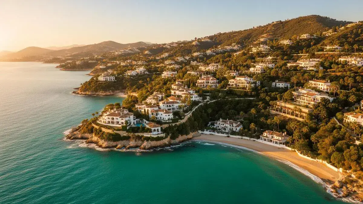 Aerial view of luxury Mediterranean coastline in Marbella